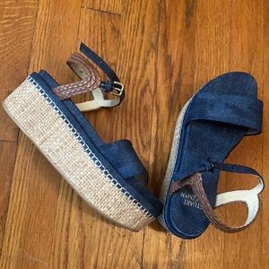 Stuart Weitzman Your Way Denim Wedge Sandal
